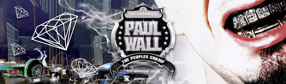 Promotional graphic for Paul Wall with brand logo and text the Peoples Chamo 