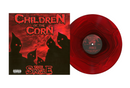 Red vinyl record with 'Children of the Corn' album cover of The Single featuring silhouettes against a red background.