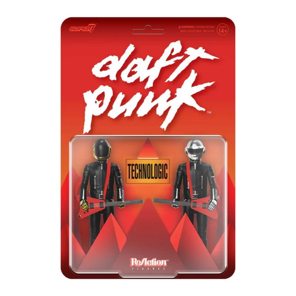 Daft Punk action figure packaging with red and white design