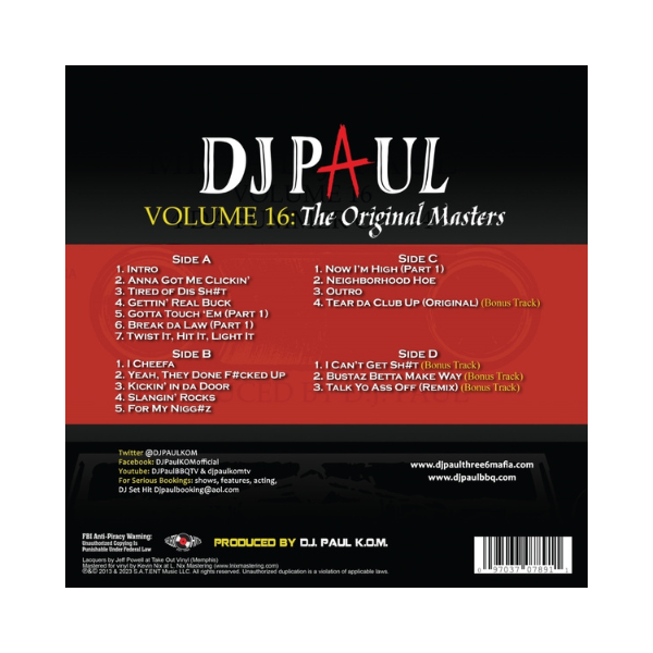 DJ Paul - Volume 16- The Original Masters (Colored 2xLP)