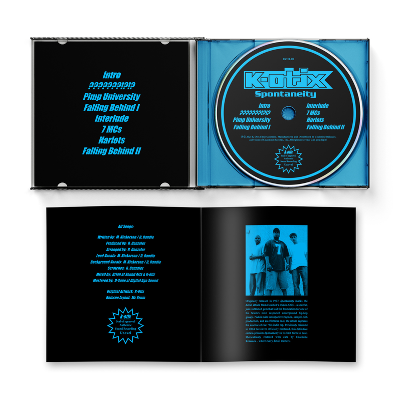 inside of the K-Otix CD showing the Compact disc and insert with group photo and credits 