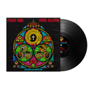 Vinyl record with a colorful stained glass window design