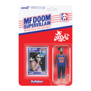 Packaged figure of MF Doom as a supervillain with card and branding on a white background
