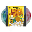 Vinyl record with 'Masters of Illusion' cover featuring cartoon characters and text.