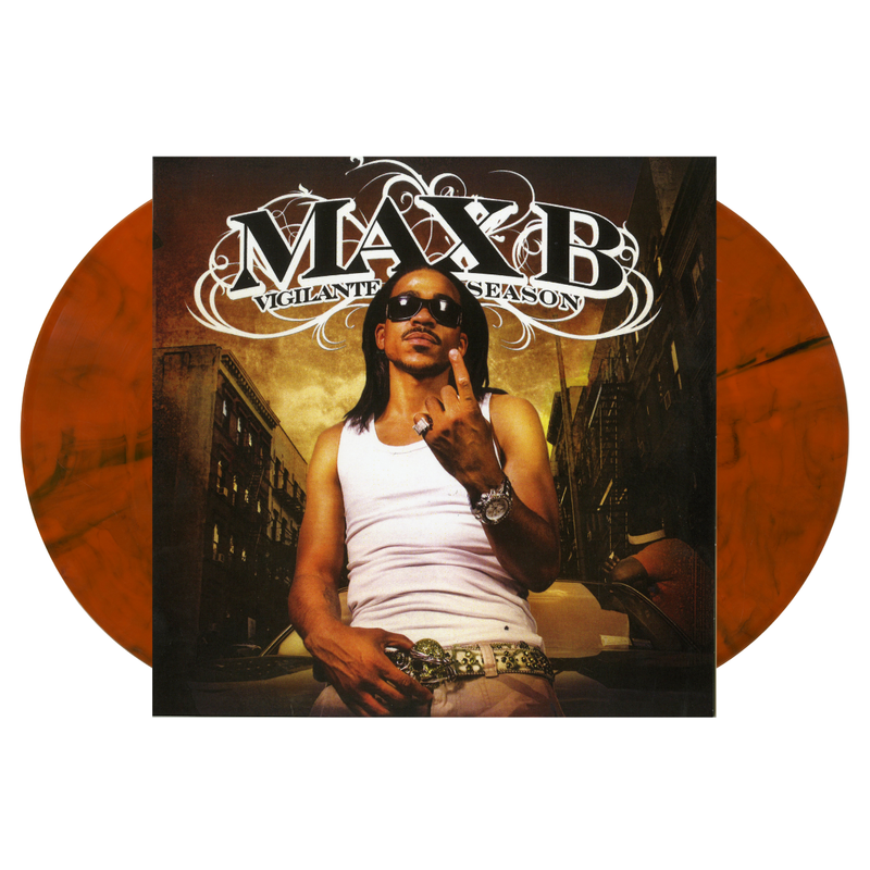 Vinyl record cover featuring a person with sunglasses and text 'Max B' on an orange background