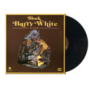 Black Vinyl record with a stylized cover featuring text Block Barry White and artistic elements on a white background