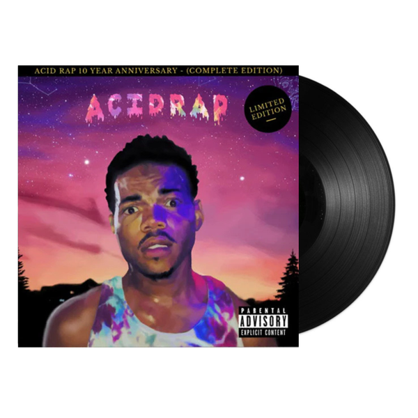 Vinyl record with 'Acid Rap' album cover featuring a person against a colorful sky.