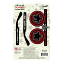 Packaging of Bootsy glasses with star designs and text on a star-patterned background