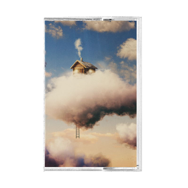 Cassette cover of Framed artwork of a house emerging from clouds with a ladder