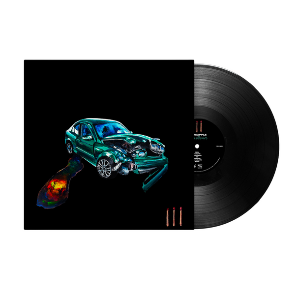 Vinyl record with a car illustration on the cover