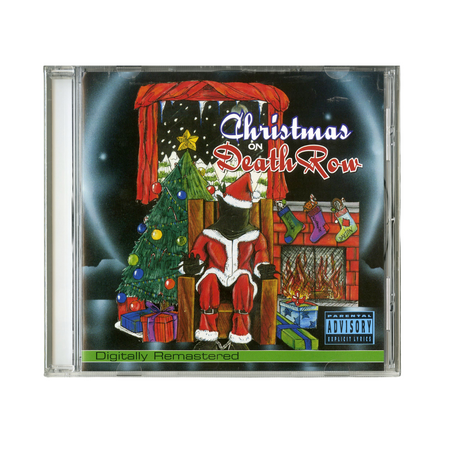 CD cover of 'Christmas on Death Row' with Santa Claus and Christmas tree design.