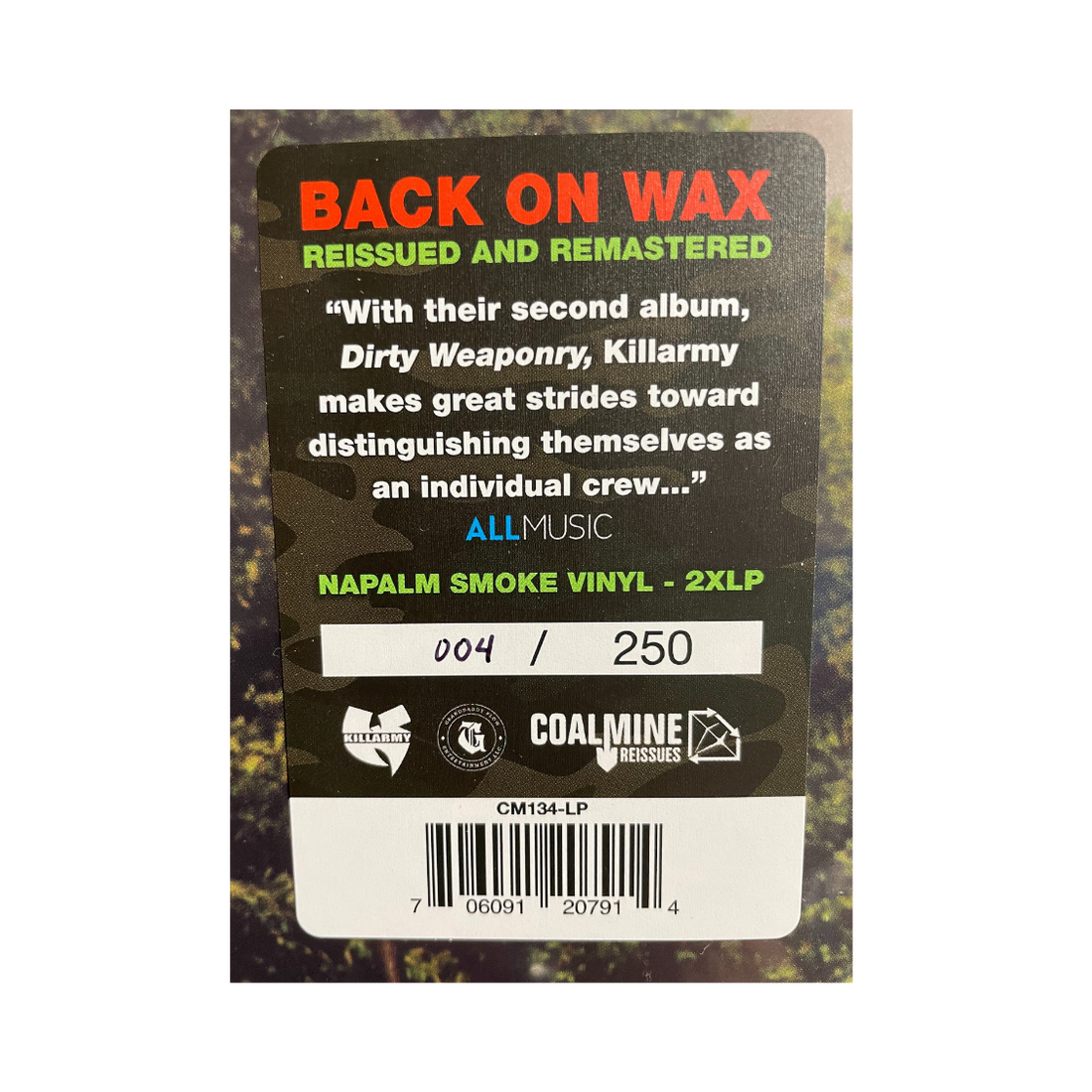 Killarmy - Dirty Weaponry (Napalm Smoke Colored Vinyl 2xLP) Killarmy - Dirty Weaponry (Napalm Smoke Colored Vinyl 2xLP)