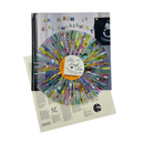 Live laugh love Vinyl record with a colorful rainbow design and sleeve featuring text, on a white background