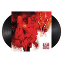 A double vinyl record with a red and black splatter design on the album cover, titled 'E&A' by Eyedea & Abilities.