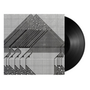 Vinyl record with a geometric patterned cover on a white background