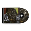 CD with cover of IDKs Even The Devil Smiles featuring a stylized face and checkered pattern on a white background