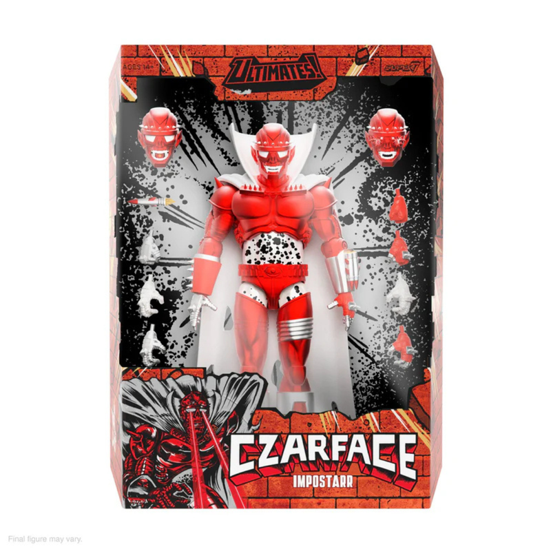 Czarface Impostarr Action figure packaging with red and white character design on a black and gray background