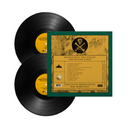 Vinyl records with a detailed cover featuring text and graphics on a gold background