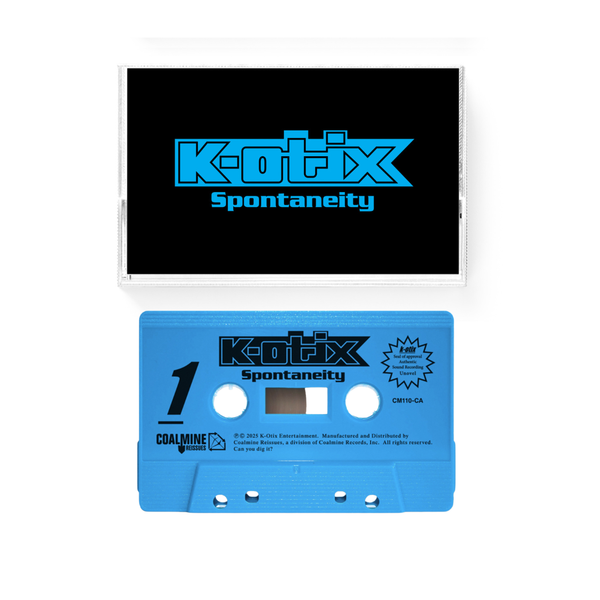 K-Otix Spontaneity Cassette case with blue letters and a blue cassette 