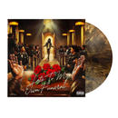 Vinyl record cover with a funeral scene, red roses, and text 'Life Is My Own Funeral' and a copper colored record
