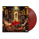 Red Marbled Vinyl record with a cover featuring a funeral scene and red roses for Boldy James' Late to My Own Funeral. 