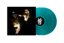Vinyl record with a black cover featuring Nas and DJ premier and a turquoise disc.