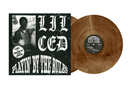 Vinyl record with cover featuring 'LIL CED' and text on a white background with brown galazy colored record to the right 