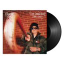 Vinyl record with a person holding a bat against a brick wall, featuring album cover art for stimualtor jones 